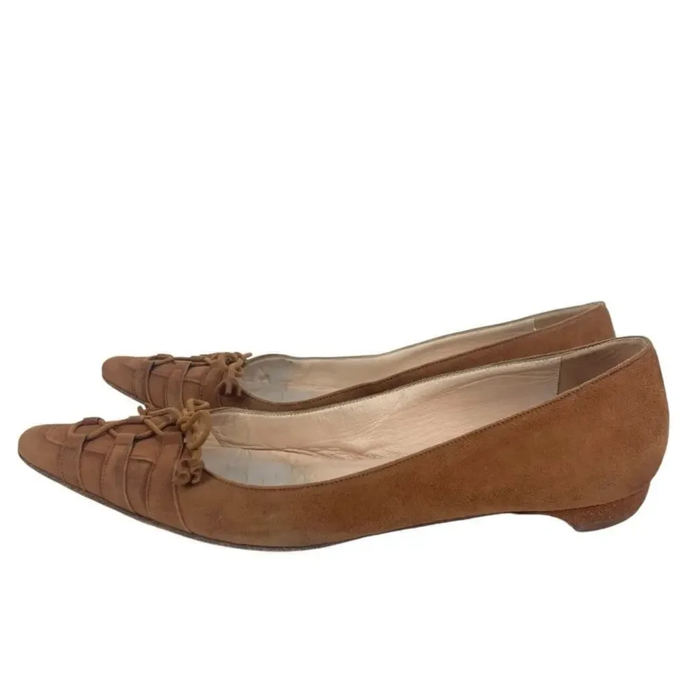 CHRISTIAN LOUBOUTIN Brown Suede Leather Flats - Size 36/6